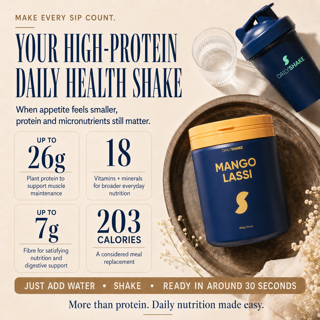 Mango Lassi Daily Shake high-protein daily health shake with vitamins, minerals and fibre